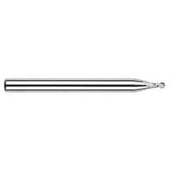 ‎1/16″ Dia. × 1/8″ Shank × 3/32″ DOC × 1-1/2″ OAL, Carbide Uncoated, Stub|Standard , 2 Flute, Ballnose End Mill