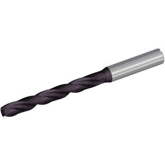 5/32″ Dia. × 0.236″ Shank × 2.6″ Flute Length × 4.21″ OAL, 132°, TiAlN, Coolant Thru, Round Solid Carbide Drill - Exact Industrial Supply
