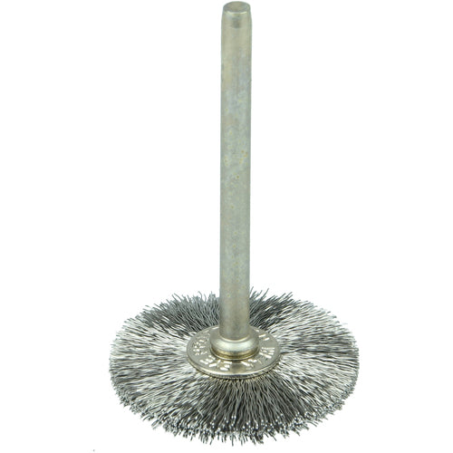 1″ Miniature Wire Wheel, .005″ Stainless Steel Fill, 1/8″ Stem - Americas Industrial Supply