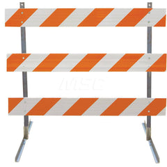 Traffic Barricades; Type: Type III; Barricade Height (Inch): 63; Material: Galvanized Steel Upright; Plastic Board; Barricade Width (Inch): 72; Reflective: Yes; Compliance: NCHRP-350; MUTCD; Weight (Lb.): 16.0000; Top Panel Height (Inch): 8; Top Panel Wid