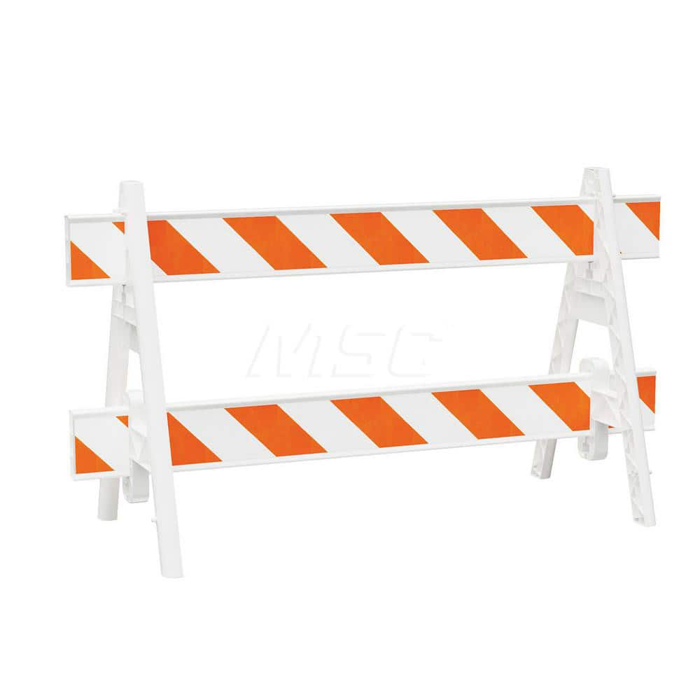 Traffic Barricades; Type: A-Frame; Barricade Height (Inch): 40; Material: Plastic; Barricade Width (Inch): 29; Reflective: Yes; Compliance: None; Color: White; Weight (Lb.): 6.0000; Top Panel Height (Inch): 8; Top Panel Width (Inch): 120; Bottom Panel Hei