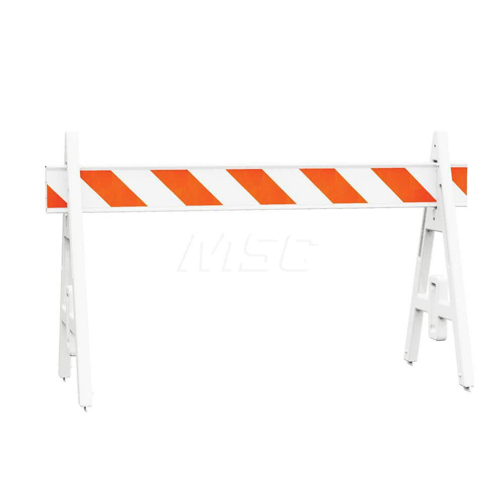 Traffic Barricades; Type: A-Frame; Barricade Height (Inch): 42; Material: Plastic; Barricade Width (Inch): 28; Reflective: Yes; Compliance: None; Color: White; Weight (Lb.): 5.0000; Top Panel Height (Inch): 8; Top Panel Width (Inch): 96