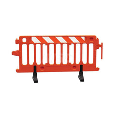 Folding Gates & Barricades; Type: Crowd Control Parade Barricade; Height (Inch): 39.5; Max Width (Inch): 21; Material: Plastic; Color: Orange; Additional Information: Reflective: Engineer Grade Striped Sheeting; Comes with Recycled Rubber Feet; Sub-Brand: