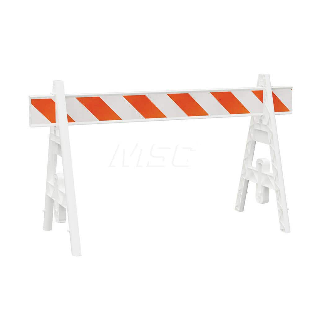 Traffic Barricades; Type: A-Frame; Barricade Height (Inch): 40; Material: Plastic; Barricade Width (Inch): 29; Reflective: Yes; Compliance: None; Color: White; Weight (Lb.): 6.0000; Top Panel Height (Inch): 8; Top Panel Width (Inch): 72; Additional Inform