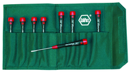 8 Piece - Precision Slotted Screwdriver Set - #26093 - Includes: .8 - 4.0mm PicoFinish - Canvas Pouch - Americas Industrial Supply