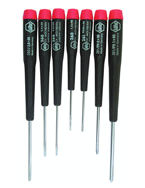 7 Piece - Precision Slotted & Phillips Screwdriver Set - #26190 - Includes: Phillips #00 - 1 Slotted 1.5 - 3mm - Americas Industrial Supply