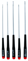 5 Piece - Precision Long Slotted & Phillips Screwdriver Set - #26192 - Includes: Slotted 2.5 - 4.0mm Phillips #0 - 1 - Americas Industrial Supply