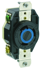 30 Amp; 250 Volt; NEMA L6-30R; 2P; 3W; Flush Mtg Locking Receptacle; Industrial Grade; Grounding; V-0-MAX - Black - Americas Industrial Supply