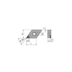 Turning Insert:  DCGT32.50FLA4Q CTDPS30,  Polycrystalline Diamond Uncoated Finish,  Left Hand,  0.0039″ Corner Radius,  55.0 &deg N/A Diamond,  Series  DCGT