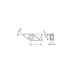 Turning Insert:  VPET1003FL WPU7620,  Solid Carbide AlTiN Finish,  Left Hand,  1/4″ Inscribed Circle,  35.0 &deg N/A Diamond,  Series  VPET