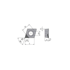 Turning Insert:  CCGT3255FNA4Q CTDPD20,  Polycrystalline Diamond Uncoated Finish,  Neutral,  0.0079″ Corner Radius,  80.0 &deg N/A Diamond,  Series  CCGT