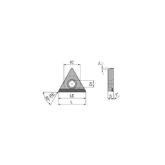 Turning Insert:  TCGT3252FNA4CB3,  Polycrystalline Diamond Uncoated Finish,  Neutral,  0.0315″ Corner Radius,  60.0 &deg N/A Triangle,  Series  TCGT