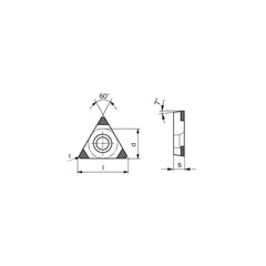 Turning Insert:  TCGW18152TN014DC2,  Polycrystalline Cubic Boron Nitride TiN Finish,  Neutral,  0.0315″ Corner Radius,  60.0 &deg N/A Triangle,  Series  TCGW