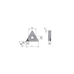 Turning Insert:  TCGW21.5.5FNA4 CTBH40U,  Polycrystalline Cubic Boron Nitride TiN Finish,  Neutral,  1/4″ Inscribed Circle,  0.0079″ Corner Radius,  60.0 &deg N/A Triangle,  Series  TCGW