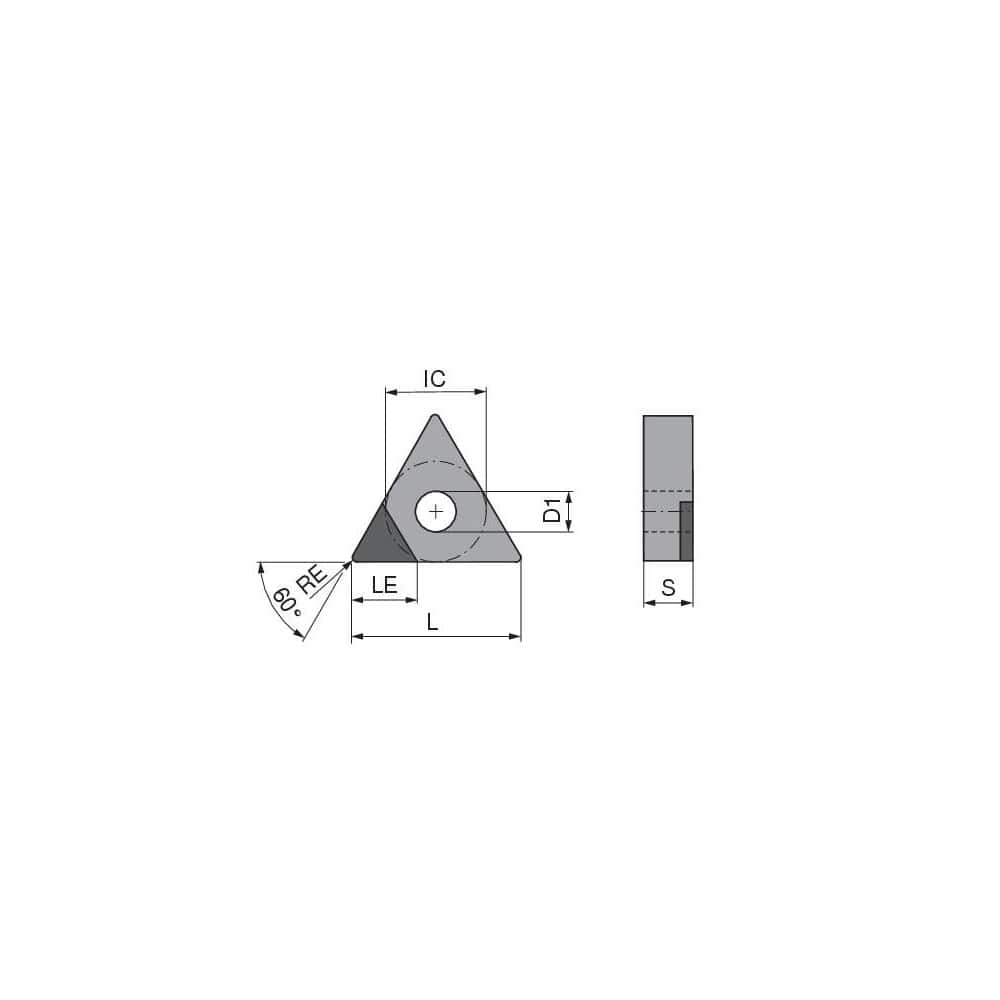 Turning Insert:  TNGA221TN012DA3,  Polycrystalline Cubic Boron Nitride TiCN Finish,  Neutral,  1/4″ Inscribed Circle,  0.0157″ Corner Radius,  60.0 &deg N/A Triangle,  Series  TNGA