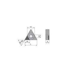 Turning Insert:  TNGA222TN012DA3,  Polycrystalline Cubic Boron Nitride TiCN Finish,  Neutral,  1/4″ Inscribed Circle,  0.0315″ Corner Radius,  60.0 &deg N/A Triangle,  Series  TNGA