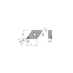Turning Insert:  DCGW21.5.5FNA4 CTBH40U,  Polycrystalline Cubic Boron Nitride TiN Finish,  Neutral,  1/4″ Inscribed Circle,  0.0079″ Corner Radius,  55.0 &deg N/A Diamond,  Series  DCGW