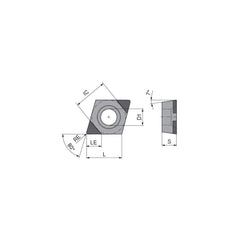 Turning Insert:  CCGW3251TN015DB3,  Polycrystalline Cubic Boron Nitride Uncoated Finish,  Neutral,  0.0157″ Corner Radius,  80.0 &deg N/A Diamond,  Series  CCGW