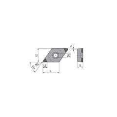Turning Insert:  DCGW3251SN011CB4,  Polycrystalline Cubic Boron Nitride TiCN Finish,  Neutral,  0.0157″ Corner Radius,  55.0 &deg N/A Diamond,  Series  DCGW
