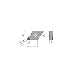 Turning Insert:  DNGA431FN_A6 CTDPD20,  Polycrystalline Diamond Uncoated Finish,  Neutral,  1/2″ Inscribed Circle,  0.0157″ Corner Radius,  55.0 &deg N/A Diamond,  Series  DNGA