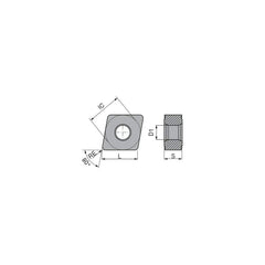 Turning Insert:  CNMU442EN-XU CTCK110,  Solid Carbide TiCN & Al2O3 Finish,  Neutral,  1/2″ Inscribed Circle,  0.0315″ Corner Radius,  80.0 &deg N/A Diamond,  Series  CNMU