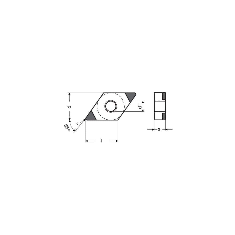 Turning Insert:  PDNGA442SN011CB3,  Polycrystalline Cubic Boron Nitride TiN Finish,  Neutral,  1/2″ Inscribed Circle,  0.0315″ Corner Radius,  55.0 &deg N/A Diamond,  Series  DNGA