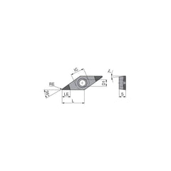 Turning Insert:  VCGW332FN_B3 CTBH41U,  Polycrystalline Cubic Boron Nitride TiN Finish,  Neutral,  0.0315″ Corner Radius,  35.0 &deg N/A Diamond,  Series  VCGW