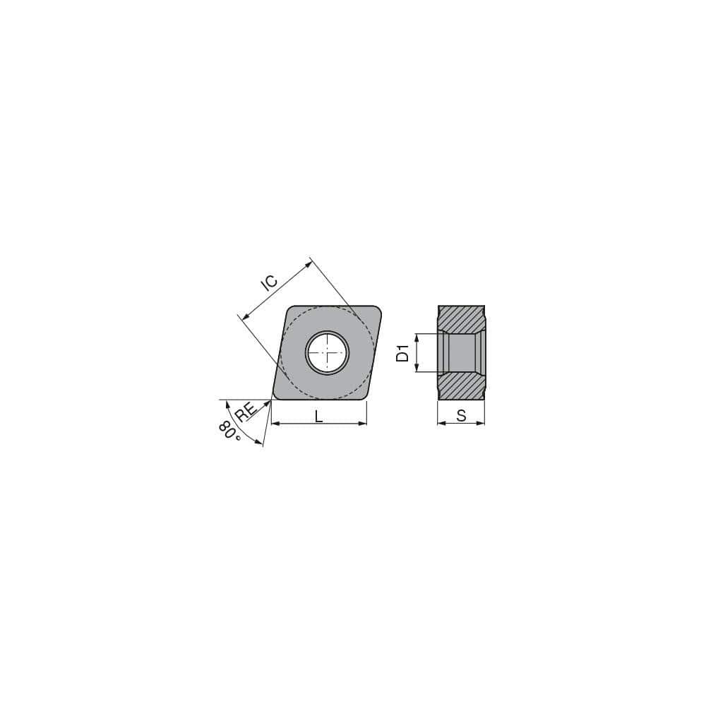 Turning Insert:  CNMU443EN-XU CTCK110,  Solid Carbide TiCN & Al2O3 Finish,  Neutral,  1/2″ Inscribed Circle,  0.0472″ Corner Radius,  80.0 &deg N/A Diamond,  Series  CNMU