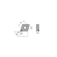 Turning Insert:  CNGA432FN_A6 CTDPS30,  Polycrystalline Diamond Uncoated Finish,  Neutral,  1/2″ Inscribed Circle,  0.0315″ Corner Radius,  80.0 &deg N/A Diamond,  Series  CNGA