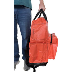 Tool Bags & Tool Totes; Closure Type: Zipper; Material: Vinyl; Nylon; Overall Width: 16; Overall Depth: 8 in; Overall Height: 20 in; Color: Orange; Insulated: No; Features: Water Resistant Base; Multiple Pockets; Number Of Pockets: 5.000