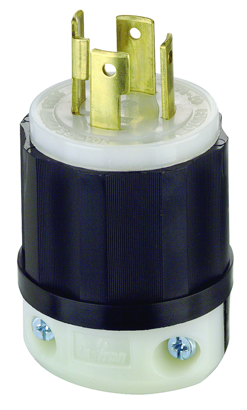 30 Amp; 125/250 Volt; NEMA L14-30P; 3P; 4W; Locking Plug; Industrial Grade; Grounding - Black-White - Americas Industrial Supply