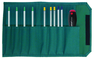 10 Piece - Drive-Loc VI Interchangeable Set - #28199 - Includes: Torx® T6 x T8; T7 x T9; T10 x T15; T20 x T25; Slotted 4.0; 6.0; Phillips #1 #2; Hex 3/32 x 7/64; 1/8 x 9/64; 5/32 x 3/16 - Canvas Pouch - Americas Industrial Supply