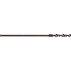 Micro Drill Bit: 0.1004″ Dia, 140 °, Solid Carbide ALtima Finish, RH Cut, Helical Flute, Straight-Cylindrical Shank