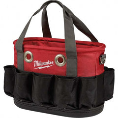 Milwaukee Tool - 24 Pocket, Ballistic Nylon, Black/Red Tool Bag - Americas Industrial Supply