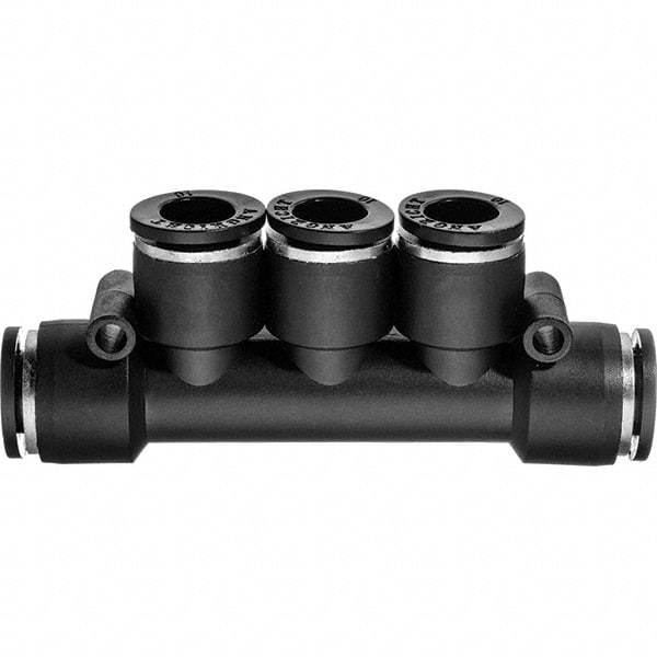 Value Collection - 4mm OD, Nylon Push-to-Connect Manifold 3 Tubes - 150 Max psi, Black - Americas Industrial Supply