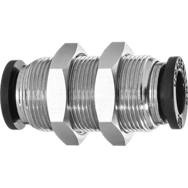 Value Collection - 8mm OD, Nylon Push-to-Connect Bulkhead Union - 150 Max psi, Black - Americas Industrial Supply