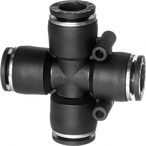 Value Collection - 1/4" OD, Nylon Push-to-Connect Union Cross - 150 Max psi, Black - Americas Industrial Supply