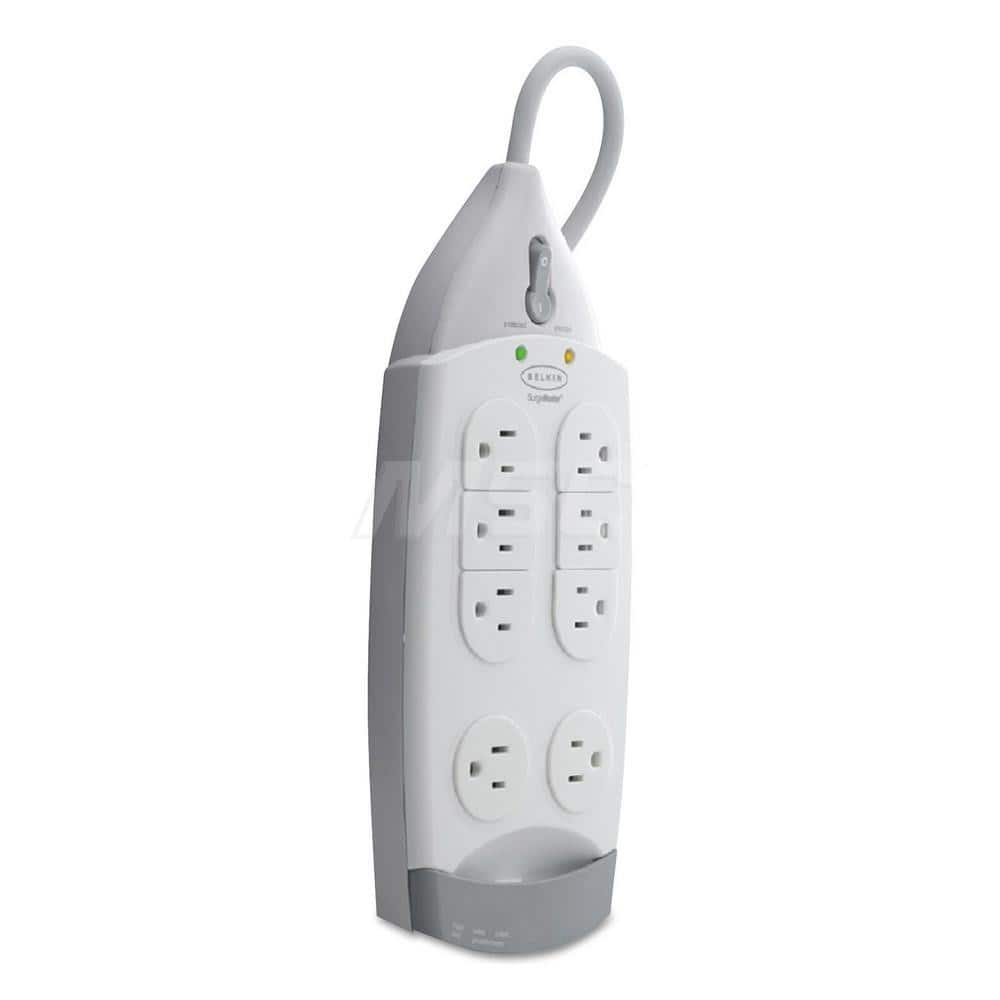 Belkin - Power Outlet Strips; Amperage: 15 ; Voltage: 125 ; Number of Outlets: 7 ; Material: Plastic ; Mounting Type: Floor ; Cord Length (Feet): 12 - Exact Industrial Supply