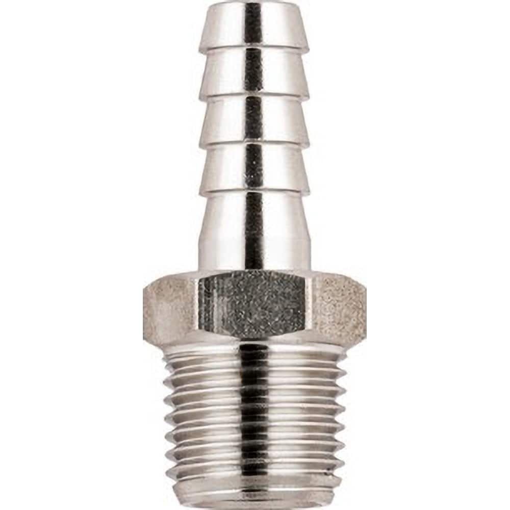 Aignep USA - Stainless Steel Pipe Fittings; Type: Hose Barb Adaptor ; Fitting Size: 1/2 ; End Connections: BSPT ; Material Grade: 316L Stainless Steel ; Pressure Rating (psi): 290 - Exact Industrial Supply