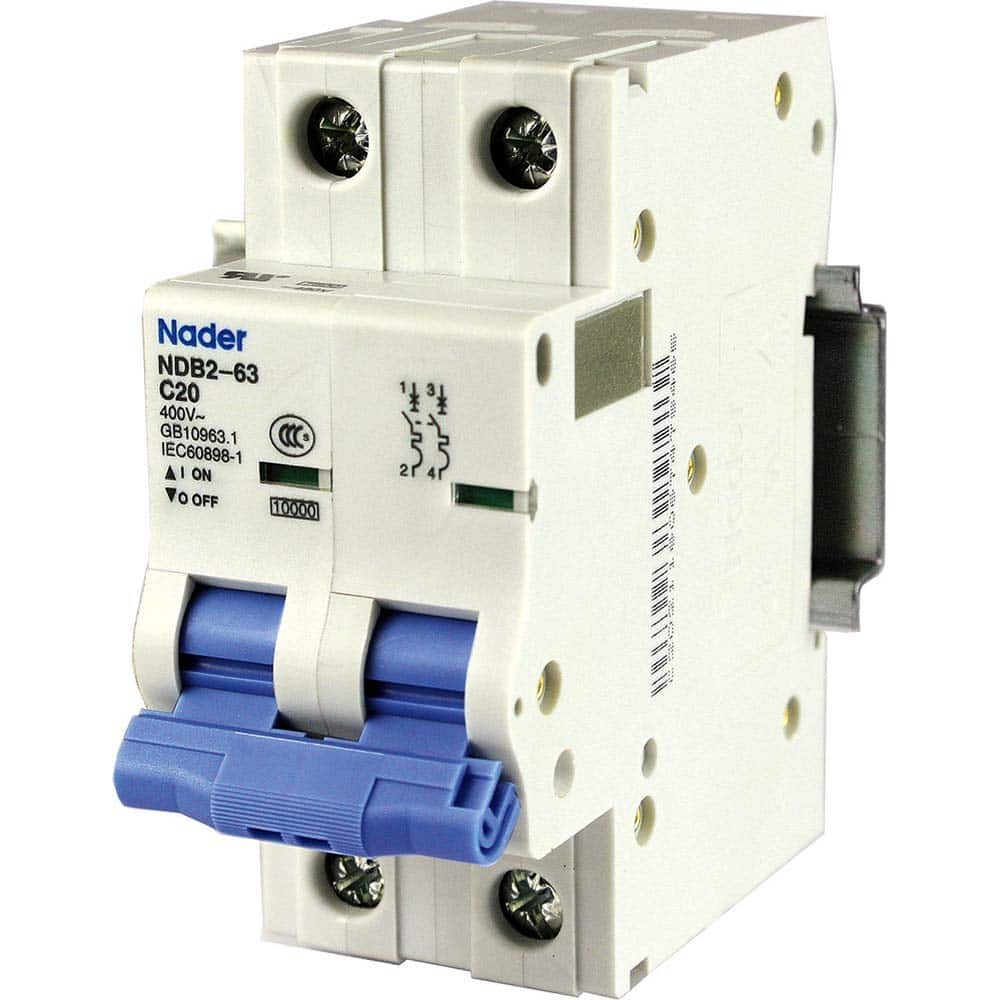 Automation Systems Interconnect - Circuit Breakers; Circuit Breaker Type: Miniature Circuit Breaker ; Amperage: 20 ; Number of Poles: 2 ; Breaking Capacity: 10 kA @ 400/415 VAC ; Tripping Mechanism: Thermal-Magnetic ; Terminal Connection Type: Screw - Exact Industrial Supply