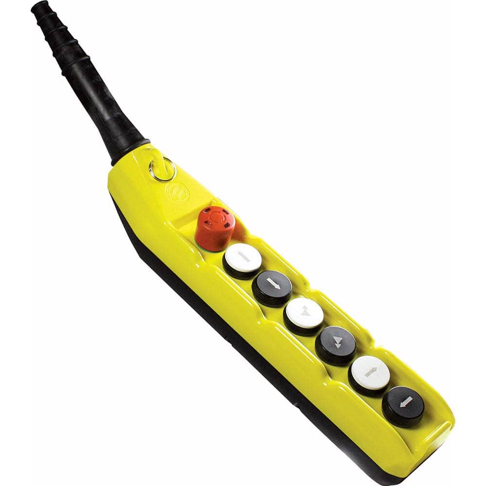 Automation Systems Interconnect - Pushbutton Switch Accessories; Switch Accessory Type: Pushbutton Operator; Emergency Stop ; For Use With: Hoists; Cranes ; Pushbutton Type: Flush ; Pushbutton Shape: Round ; Color: Yellow ; Operator Illumination: NonIllu - Exact Industrial Supply