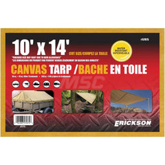 Erickson Manufacturing - Tarps & Dust Covers; Material: Canvas ; Width (Feet): 10.00 ; Grommet: Yes ; Color: Beige ; Length: 14 ; Additional Information: Finished Size May Vary Due to Hem Allowance - Exact Industrial Supply