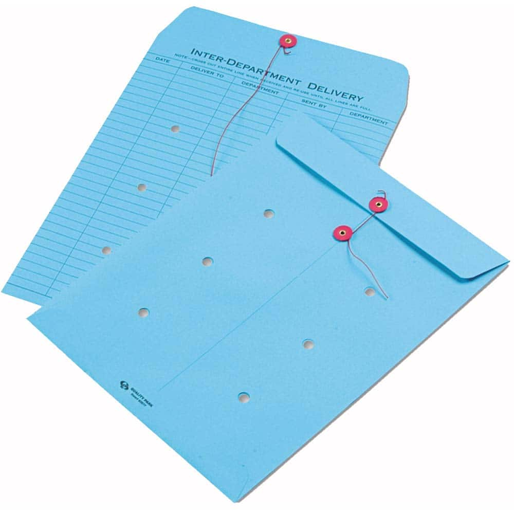 Quality Park - Mailers, Sheets & Envelopes; Type: Inter-Department Envelopes ; Style: String & Button ; Width (Inch): 13 ; Length (Inch): 10 ; Box Quantity: 100 ; Size: 10 x 13 - Exact Industrial Supply