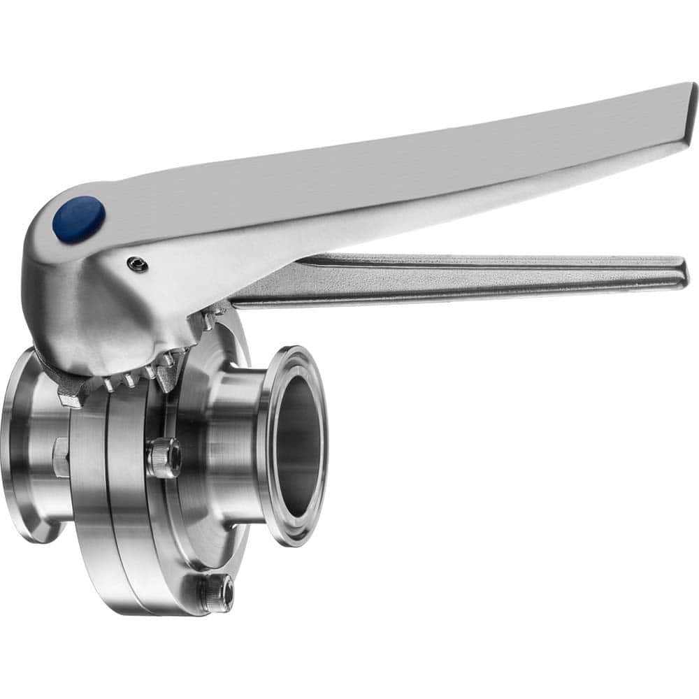 USA Sealing - Ball Valves; Type: Sanitary Butterfly Valve ; Tube Outside Diameter (Inch): 4 ; Material: Stainless Steel ; Style: Straight ; End Connections: Clamp ; Port Type: Standard - Exact Industrial Supply