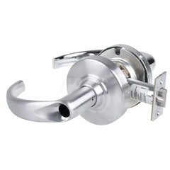 Lever Locksets; Type: Cylindrical Lock; Key Type: Keyless; Strike Type: Curved Lip Strike; Finish/Coating: Satin Chrome; Material: Metal; Material: Metal; Door Thickness: 1.75 in; Backset: 2.75 in; Cylinder Type: No Keyway; Minimum Order Quantity: Metal;