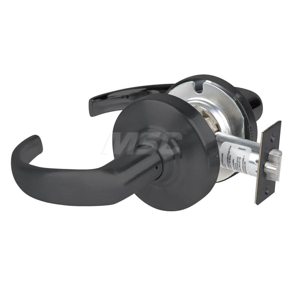 Lever Locksets; Type: Cylindrical Lock; Key Type: Keyless; Strike Type: Curved Lip Strike; Finish/Coating: Matte Black; Material: Metal; Material: Metal; Door Thickness: 1.75 in; Backset: 2.75 in; Cylinder Type: No Keyway; Minimum Order Quantity: Metal; M