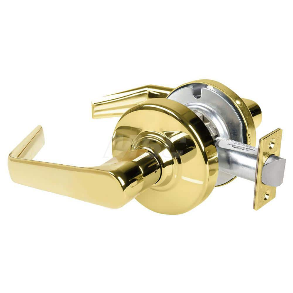 Lever Locksets; Type: Cylindrical Lock; Key Type: Keyless; Strike Type: Curved Lip Strike; Finish/Coating: Bright Brass; Material: Metal; Material: Metal; Door Thickness: 1.75 in; Backset: 2.75 in; Cylinder Type: No Keyway; Minimum Order Quantity: Metal;