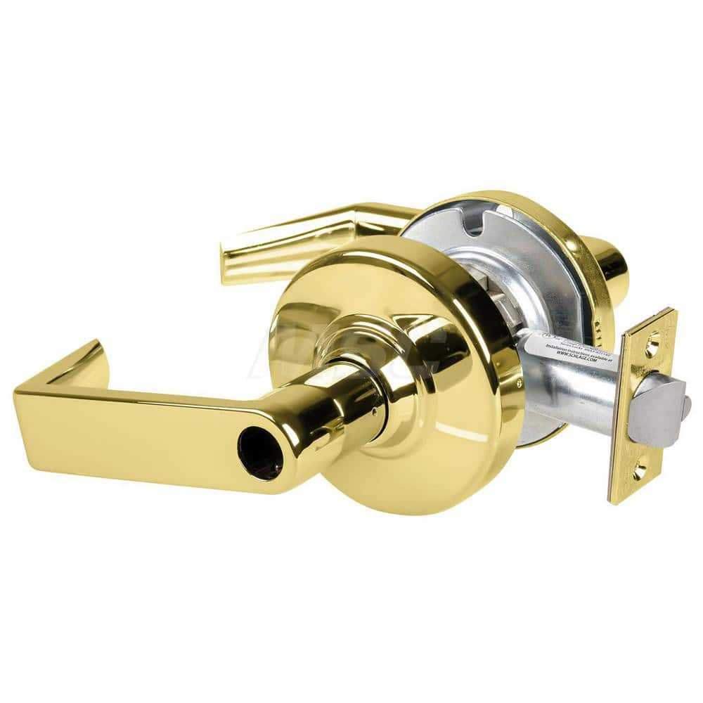 Lever Locksets; Type: Cylindrical Lock; Key Type: Keyless; Strike Type: Curved Lip Strike; Finish/Coating: Bright Brass; Material: Metal; Material: Metal; Door Thickness: 1.75 in; Backset: 2.75 in; Cylinder Type: No Keyway; Minimum Order Quantity: Metal;