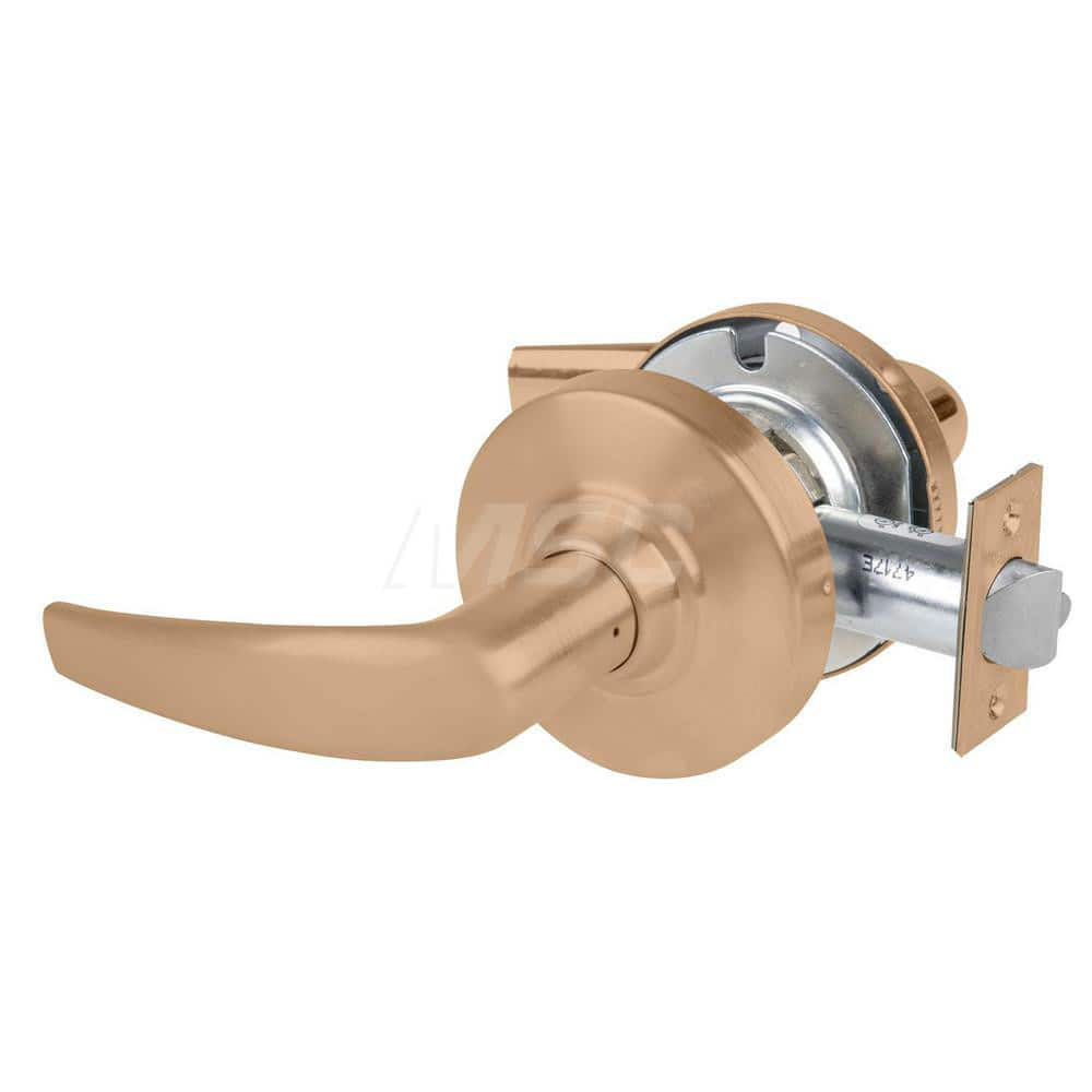 Lever Locksets; Type: Cylindrical Lock; Key Type: Keyless; Strike Type: Curved Lip Strike; Finish/Coating: Satin Bronze; Material: Metal; Material: Metal; Door Thickness: 1.75 in; Backset: 2.75 in; Cylinder Type: No Keyway; Minimum Order Quantity: Metal;