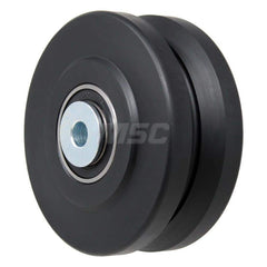 V-Groove Caster Wheel: Polyurethane, 5″ Dia, 2″ Wide 2,200 lb Capacity, Precision Ball Bearing